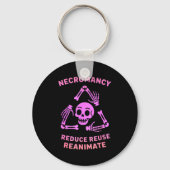Necromancy Reduce Reuse Reanimate Skeleton Design  キーホルダー (正面)