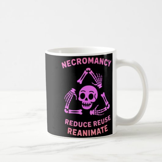 Necromancy Reduce Reuse Reanimate Skeleton Design  コーヒーマグカップ (右)
