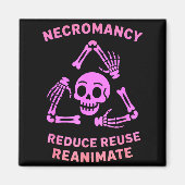 Necromancy Reduce Reuse Reanimate Skeleton Design マグネット (正面)