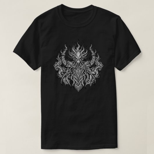 Necronomicon Cthulhu Fire Knight Emblem Graphic  Tシャツ (デザイン正面)