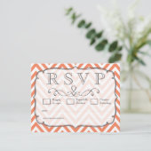 Nectarine Orange Chevron Wedding RSVPカード (スタンド正面)