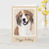 Nederlandse Kooikerhondje絵画ズ – Dog Art カード (黄色い花)