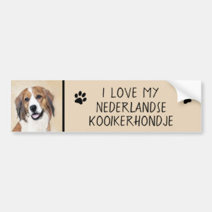 Nederlandse Kooikerhondje絵画ズ – Dog Art バンパーステッカー