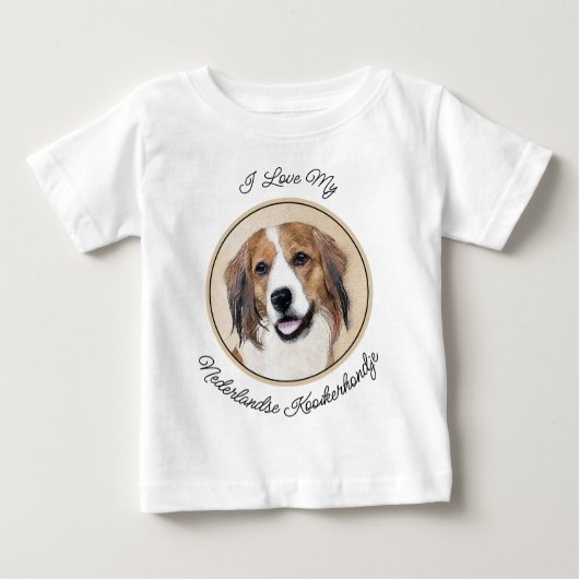 Nederlandse Kooikerhondje絵画ズ – Dog Art ベビーTシャツ (正面)