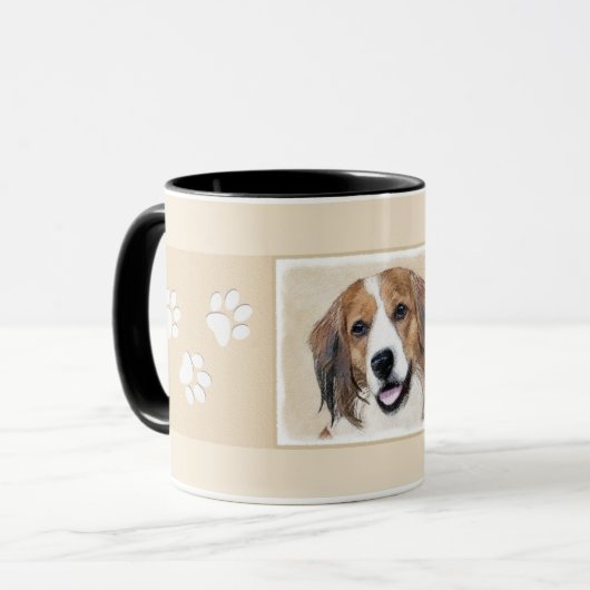 Nederlandse Kooikerhondje絵画ズ – Dog Art マグカップ (正面左)