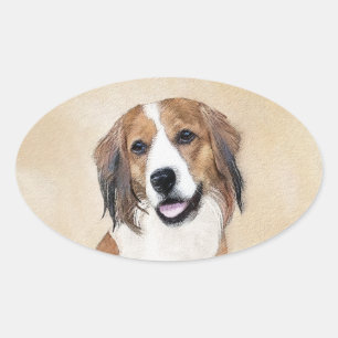 Nederlandse Kooikerhondje絵画ズ – Dog Art 楕円形シール