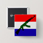 Nederlandse vlag met AK47 缶バッジ (正面&裏面)