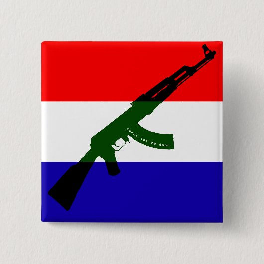 Nederlandse vlag met AK47 缶バッジ (正面)