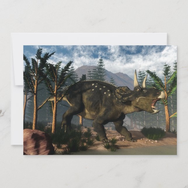 Nedoceratopsがのランニング間に鳴る – 3D描写 (正面)
