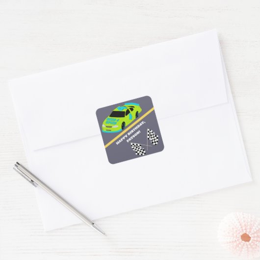 Need 4スピードレースカーボーイズ4th誕生日パーティー スクエアシール (封筒)