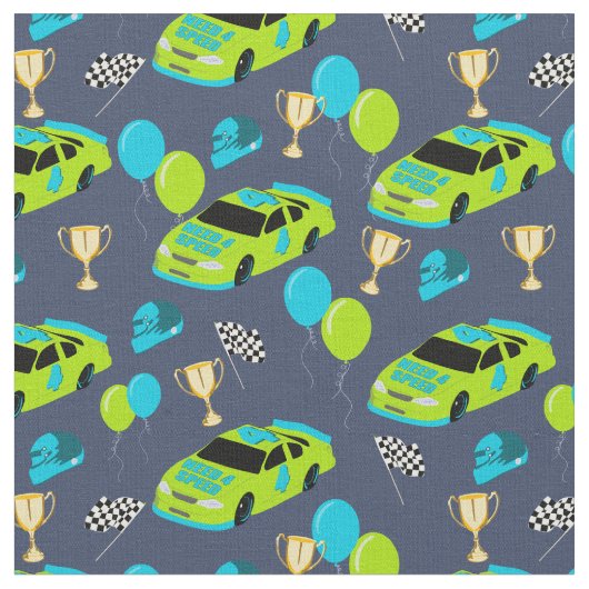 Need 4スピードレースカーボーイズ4th誕生日パーティー ファブリック (クローズアップ)