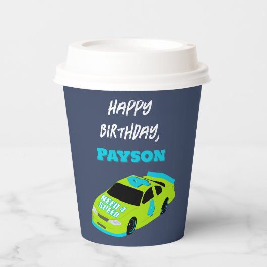 Need 4スピードレースカーボーイズ4th誕生日パーティー 紙コップ (正面)