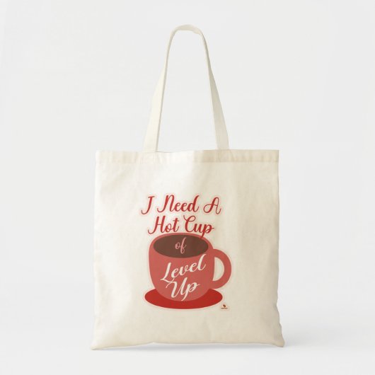 Need A Cup Of Level Up Gaming Fun Slogan トートバッグ (正面)