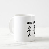 Need a Hand Stickmanミーム コーヒーマグカップ (正面左)