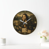Need Coffee Funny Mona Lisa Coffee Lover Gift ラージ壁時計 (ホーム)