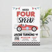 NEED FOURスピードレースカー誕生日招待状 招待状 (スタンド正面)