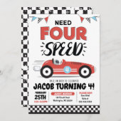 NEED FOURスピードレースカー誕生日招待状 招待状 (正面/裏面)