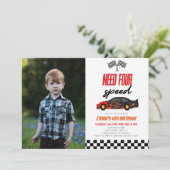 Need Four Race Car 4th写真誕生日パーティー 招待状 (スタンド正面)