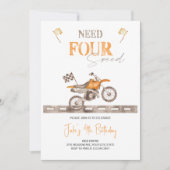 NEED FOUR Speedダートバイク誕生日招待状 招待状 (正面)