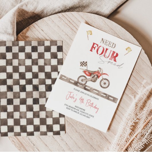 NEED FOUR Speedダートバイク誕生日招待状 招待状