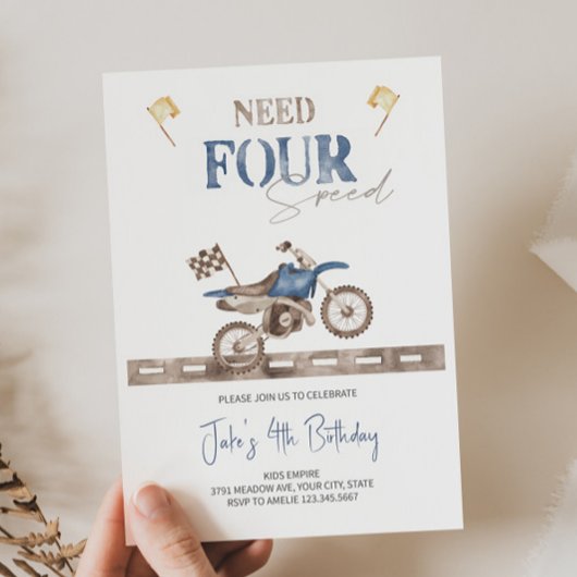 NEED FOUR Speedダートバイク誕生日招待状 招待状