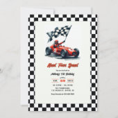 Need Four Speed レースカー 4歳の誕生日パーティー 招待状 (正面)
