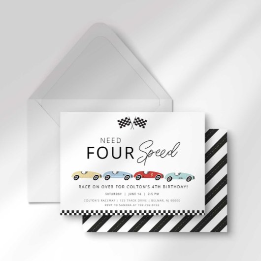 Need Four Speed 4歳の誕生日招待状 招待状