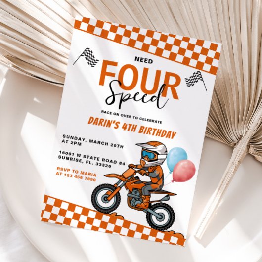 Need Four Speed Bike Racing Boy 4th Birthday 招待状
