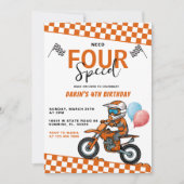 Need Four Speed Bike Racing Boy 4th Birthday 招待状 (正面)