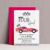 Need FOUR Speed Birthday Invitation | Red Race Car 招待状