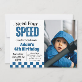 Need Four Speed Boy 4歳の誕生日パーティーの写真 招待状