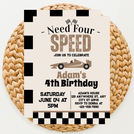 Need Four Speed Boy 4th誕生日パーティー 招待状