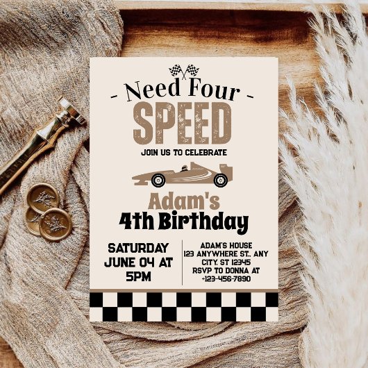 Need Four Speed Boy 4th誕生日パーティー 招待状