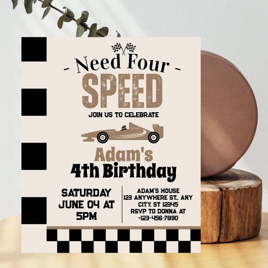 Need Four Speed Boy 4th誕生日パーティー 招待状