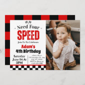 Need Four Speed Boy 4th誕生日パーティー 招待状 (正面/裏面)