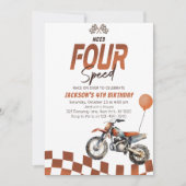 Need Four Speed Dirt Bike Boy 4th誕生日 招待状 (正面)