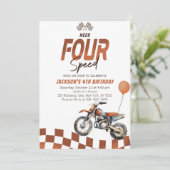 Need Four Speed Dirt Bike Boy 4th誕生日 招待状 (スタンド正面)