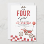 Need Four Speed Dirt Bike Boy 4th Birthdayパーティー 招待状 (正面)