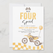 Need Four Speed Dirt Bike Boy 4th Birthdayパーティー 招待状 (正面)