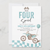 Need Four Speed Dirt Bike Boy 4th Birthdayパーティー 招待状 (正面)