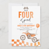 Need Four Speed Dirt Bike Boy 4th Birthdayパーティー 招待状 (正面)