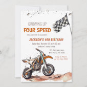 Need Four Speed Dirt Bike Boy 4th Birthdayパーティー 招待状 (正面)