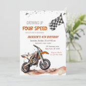 Need Four Speed Dirt Bike Boy 4th Birthdayパーティー 招待状 (スタンド正面)
