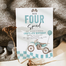 Need Four Speed Dirt Bike Boy 4th Birthdayパーティー 招待状