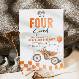 Need Four Speed Dirt Bike Boy 4th Birthdayパーティー 招待状