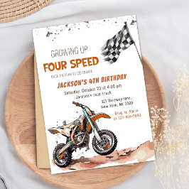 Need Four Speed Dirt Bike Boy 4th Birthdayパーティー 招待状