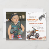 Need Four Speed Dirt Bike Boy 4th Birthday Photo 招待状 (正面)
