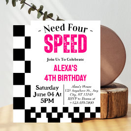 Need Four Speed Girl 4歳の誕生日パーティー 招待状