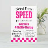Need Four Speed Girl 4歳の誕生日パーティー 招待状 (スタンド正面)