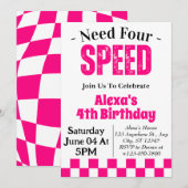 Need Four Speed Girl 4歳の誕生日パーティー 招待状 (正面/裏面)